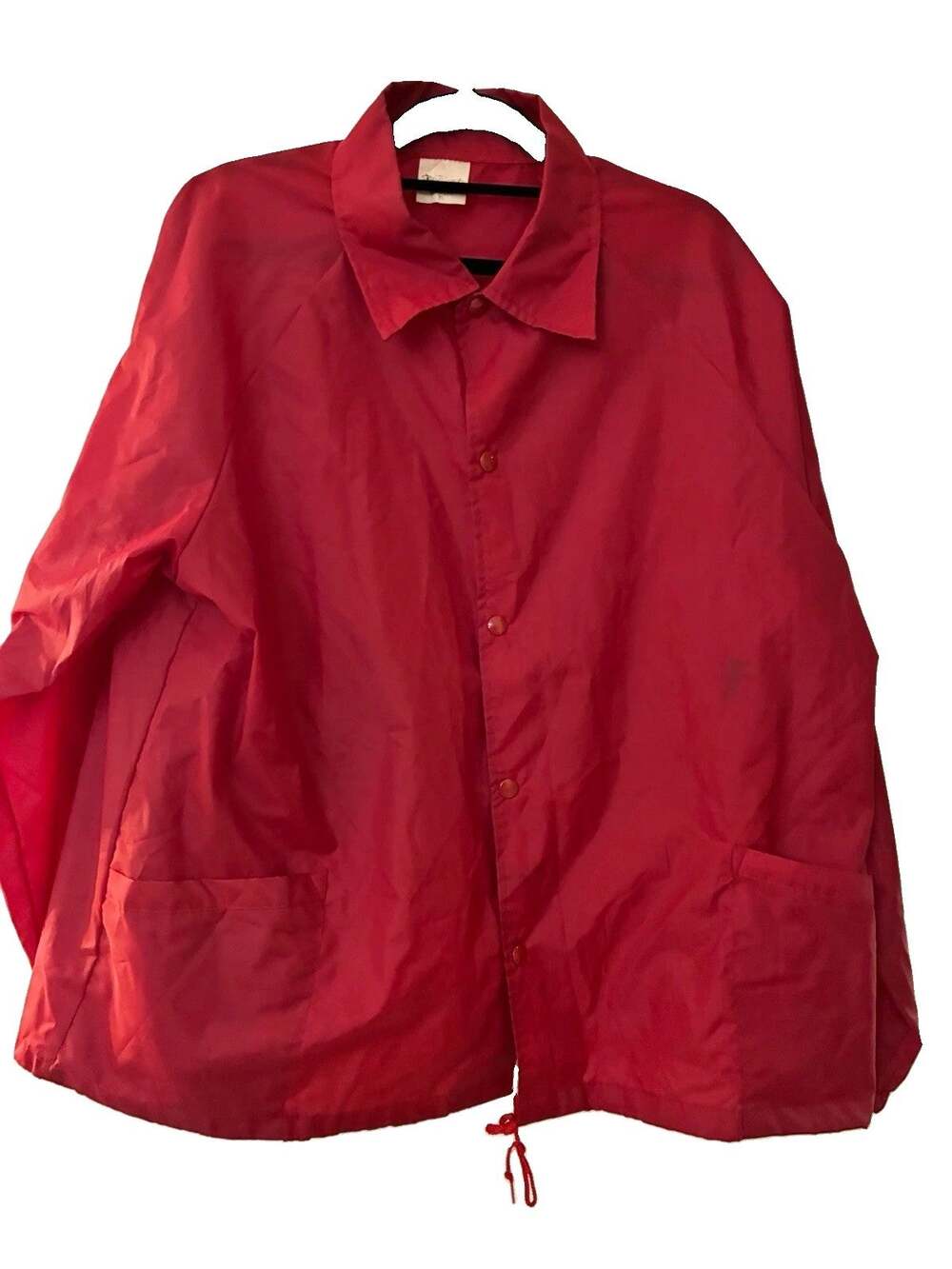 Vtg Auburn Sportswear Blank Coaches Jacket Mens XL Red Snap Front Made in USA